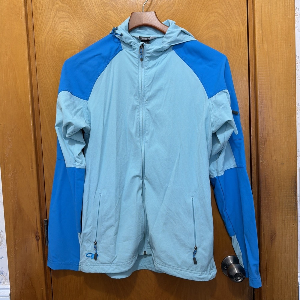 Outdoor Research Ferrosi Jacket Womens M Blue & Light blue Hooded Lightweight